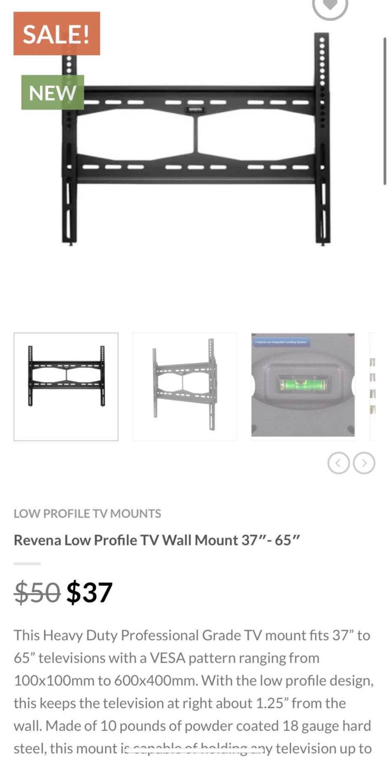 Brand New Revéna Flat Wall Mount for 37"-65" TVs - Mount Your TV with Ease!