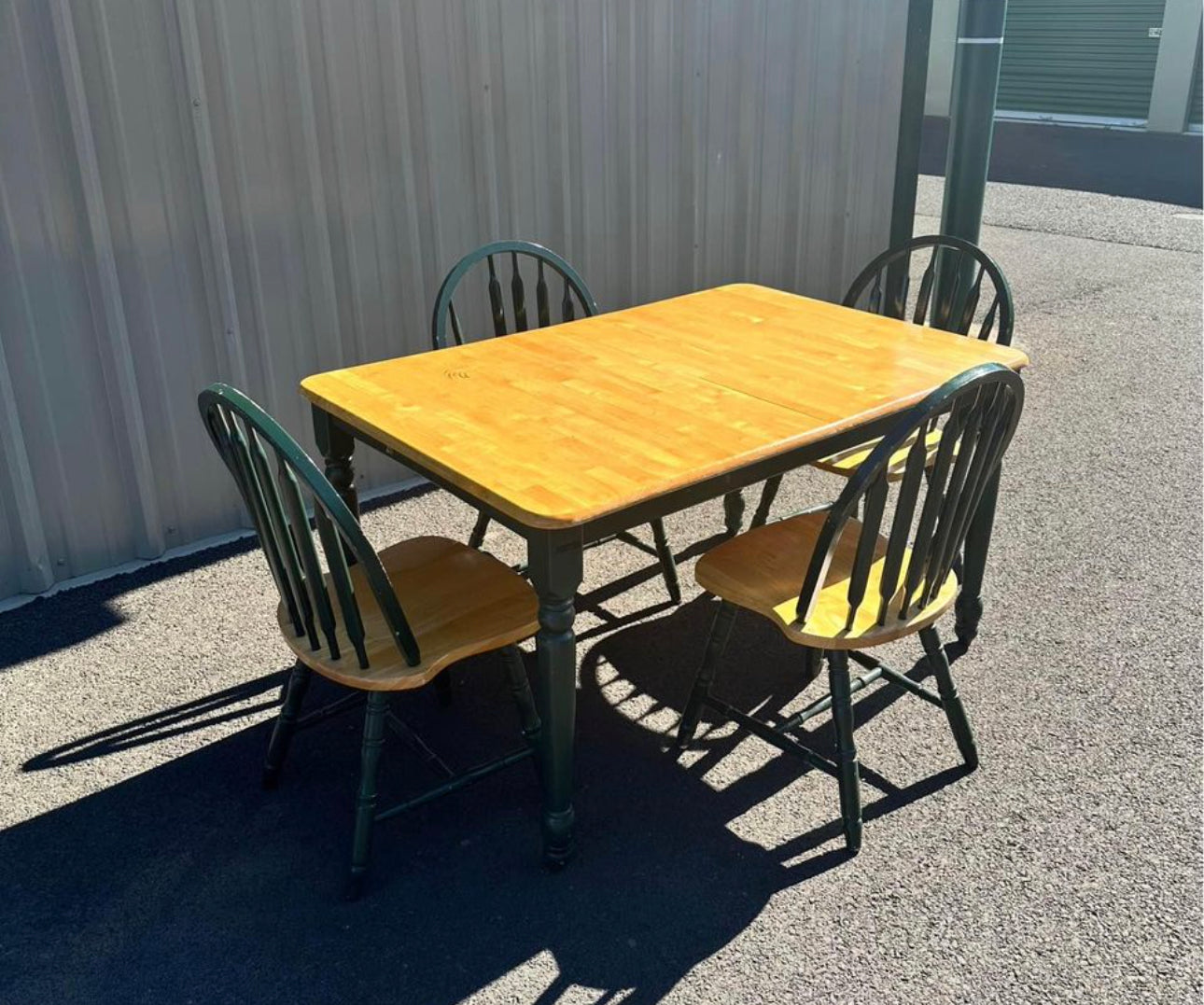 Brown and Green Extendable Dining Set