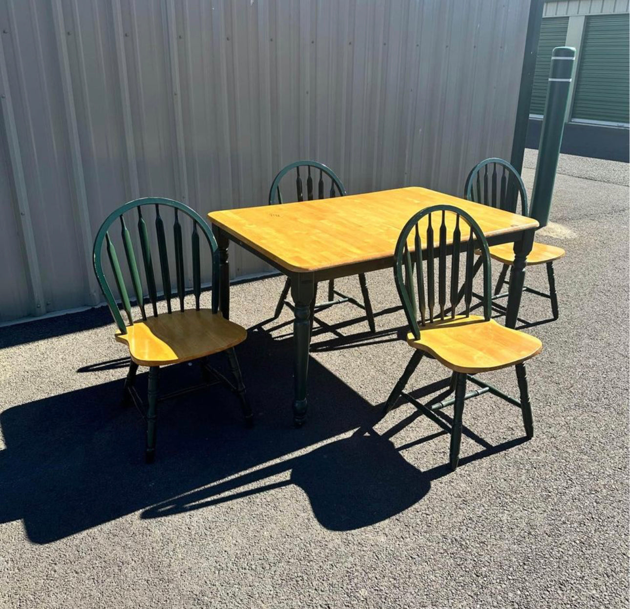 Brown and Green Extendable Dining Set